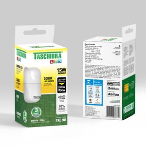 Lâmpada LED Tkl 90 15W Luz Amarela 3000K - Taschibra