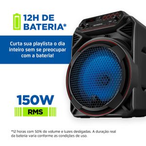 Caixa Amplificada com Bluetooth USB e Função TWS 150W Bivolt Preta - CM-150 - Mondial