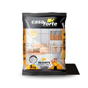 Rejunte Flexível Tipo II para Cerâmicas e Porcelanatos Preto 5KG - Casa Forte