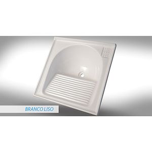 Tanque Simples De Mármore Sintético 60X60cm Branco Liso Bella Pia