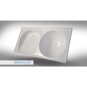 Tanque Delta De Mármore Sintético 120X50cm Branco Liso Bella Pia