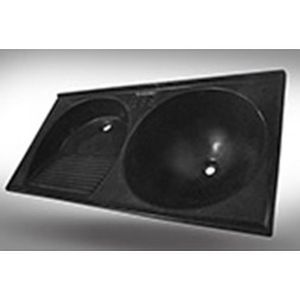 Tanque Delta De Mármore Sintético 120X50cm Preto Romano Bella Pia