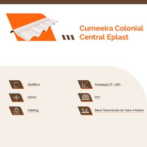 Cumeeira em PVC Colonial Central Plan Concreto 35X88CM 1,6MM - Eplast