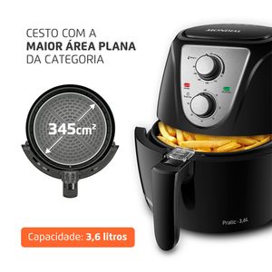 Fritadeira Mondial Eletrica 3,6 Litros AF-36-BI 1500W Preto e Inox 220V