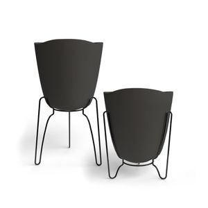 Vaso Tryas Cachepot 17 X 18 Cinza Granito Floridis