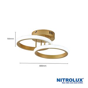 Luminária LED Selene 003D 18W 3 em 1 Dourado - 5993 - Nitrolux