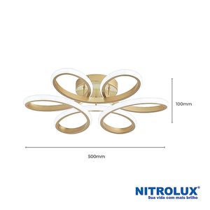 Luminária LED Sobrepor LPS002D 48W 3 Em 1 Dourada - 6049 - Nitrolux