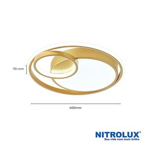 Luminária LED Sobrepor Eclipse 001D 44W 3 em 1 Dourada - 6053 - Nitrolux
