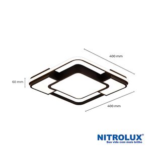 Luminária LED Sobrepor GEO001P 48W 3 em 1 Preta - 6054 - Nitrolux