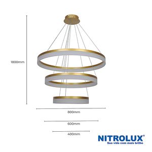 Pendente LED em Acrílico Acr-201D 82W Luz Amarela 3500K - Nitrolux