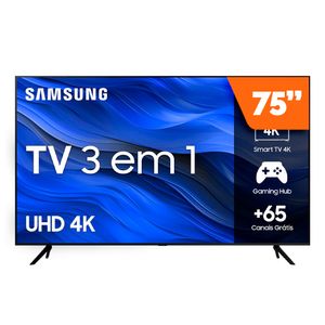 Smart TV 75 Ultra HD 4K Tizen com Samsung TV Plus e Borda Mais Fina UN75CU7700GXZD Samsung