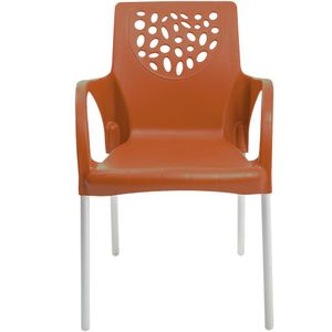Poltrona com Perna em Alumínio Deluxe Terracota 82X53X43CM - Forte Plástico
