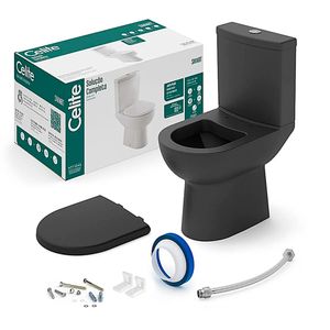 Kit Bacia E Caixa Com Kit De Instalação Completa Matte Black  Celite