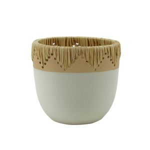 Cachepot em Cerâmica 17Cm Boho Sisal Hasiera
