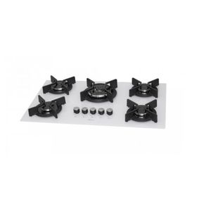 Fogão Fischer 5 Bocas Infinity a Gás com Tripla Chama Mesa de Vidro Branco