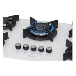 Fogão Fischer 5 Bocas Infinity a Gás com Tripla Chama Mesa de Vidro Branco