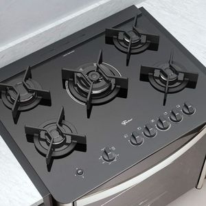 Fogão de Embutir Fischer 5 Bocas Gran Cheff com Tripla Chama a Gás Função Grill 220V Inox