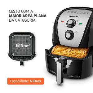 Fritadeira Air Fryer 6L Preto/Inox 1900W 220V AFN-60-BI Mondial