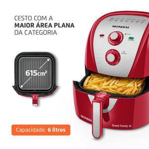 Fritadeira Air Fryer 6L Vermelho/Inox 1900W 220V AFN-60-RI Mondial