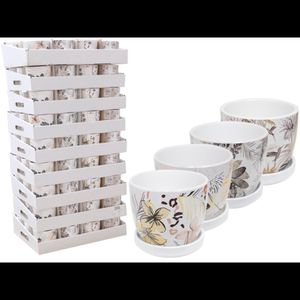 Vaso Cachepot em Cerâmica 12Cm Floral Hasiera