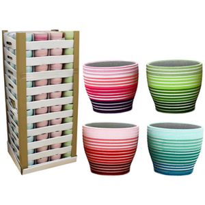 Vaso Cachepot em Cerâmica 12Cm Listrado Color Hasiera