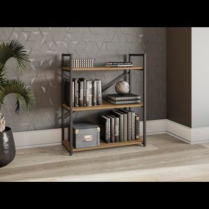 Estante Baixa 3 Prateleiras Freijo/Preto Fosco Kappesberg