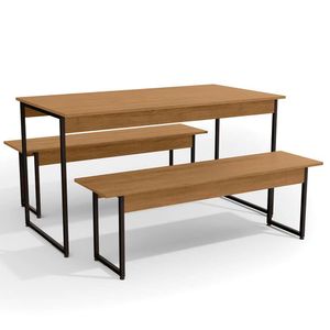 Conjunto de Mesa com 2 Bancos Freijó e Preto Fosco - LI013 - Kappesberg