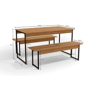 Conjunto de Mesa com 2 Bancos Freijó e Preto Fosco - LI013 - Kappesberg