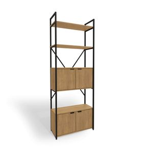 Estante Alta Com Porta Freijo/Preto Fosco Kappesberg