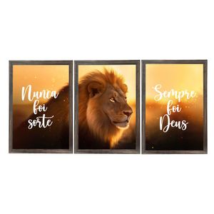 Kit 3 Quadros Com Vidro Deus 60X90Cm Arte Propria