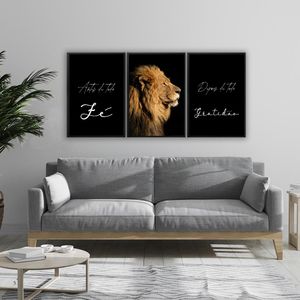 Kit 3 Quadros Com Vidro Fé 60X90Cm Arte Propria