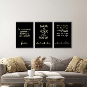 Kit 3 Quadros Com Vidro Sonho 40X60Cm Arte Propria