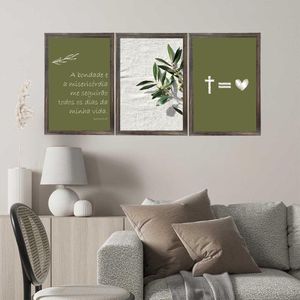 Kit 3 Quadros Com Vidro Bondade 30X45Cm Arte Propria