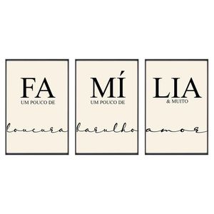 Kit 3 Quadros Com Vidro Família 50X75Cm Arte Propria