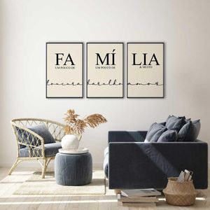 Kit 3 Quadros Com Vidro Família 50X75Cm Arte Propria