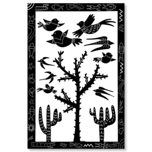 Placa Decorativa Cordel Cactos 20X30Cm Arte Propria