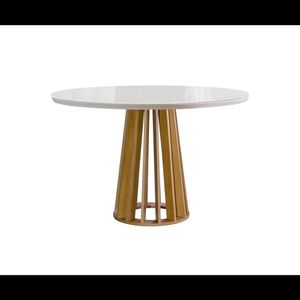 Mesa Berlim 1.00X1.00 Tampo Redondo Plus Vidro Off Cel Moveis