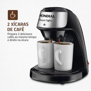 Cafeteira Elétrica Smart Coffe 2 Xícaras 500W 220V Preto/Inox C-42-2X-BI Mondial