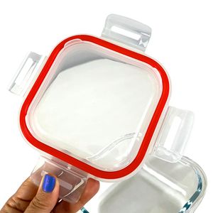 Pote Hermético De Vidro Quadrado Com Tampa 520Ml - Hasiera