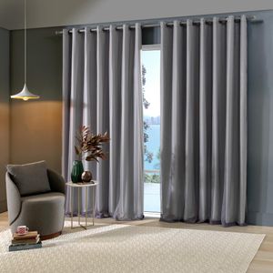 Cortina Pratika 260X230 Lisa Slim Cinza Escuro Bella janela