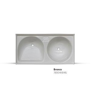 Tanque de Mármore Sintético Duplo 100X53cm Branco Fibrasol