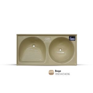 Tanque de Mármore Sintético Duplo 100X53cm Bege Fibrasol