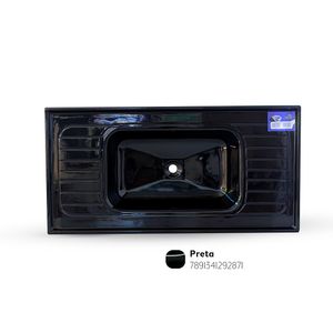 Pia de Mármore Sintético 100X50cm Preto Fibrasol