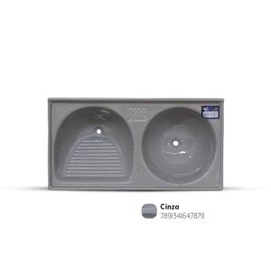 Tanque de Mármore Sintético Duplo 100X53cm Cinza Fibrasol