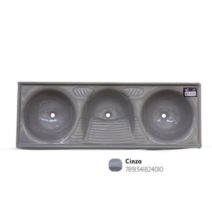 Tanque de Mármore Sintético Triplo 140X50cm Cinza Fibrasol