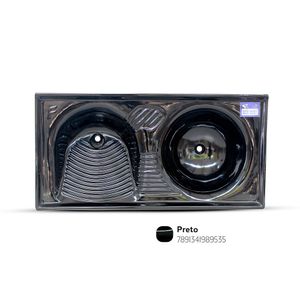 Tanque de Mármore Sintético Duplo 120X60cm Preto Fibrasol