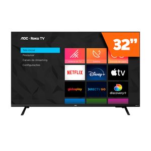 TV SMART 32 A O C - ROKU - 32S5135/78 G - Botão Youtube e Netflix  e Comando de Voz no CR