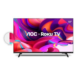 TV SMART 32 A O C - ROKU - 32S5135/78 G - Botão Youtube e Netflix  e Comando de Voz no CR