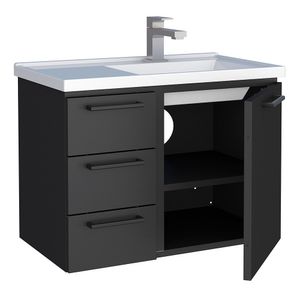 Gabinete Para Banheiro em Aço Preto Ameixa Cozimax