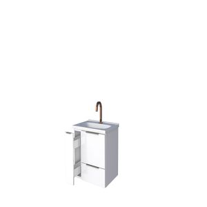 Gabinete Para Banheiro em Aço Com Lavatório Branco Caqui Cozimax